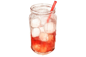 Watercolor hand-painted style soda on white background