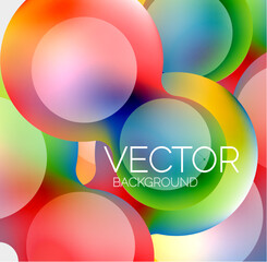 Beautiful flowing round shapes and circles abstract background. Liquid color bubble composition