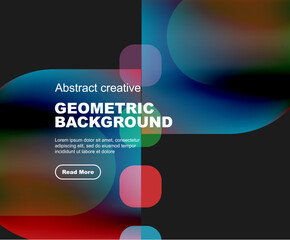 Round triangle and round square composition geometric background