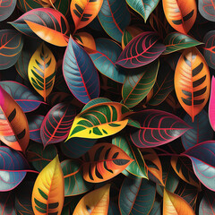 Crotons with Vibrant Abstract Patterns and Colors