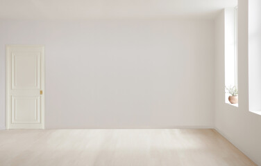 Empty interior room. Clean minimalist room interior.  3d illustration.