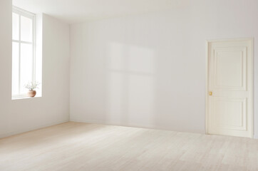 Empty interior room. Clean minimalist room interior.  3d illustration.