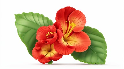 Colorful flowers with  leaves floral Clipart, high quality resolution, beautiful flowers, 3d  design. 


