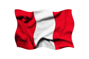 Waving the flag of Peru isolated on transparent, 3d rendering. Clipping path included