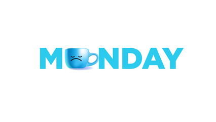 Blue Monday 3d cute soft  Illustration
