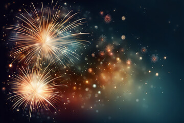 Fototapeta premium Firework background,Abstract Christmas and new year background with bokeh light background design concept