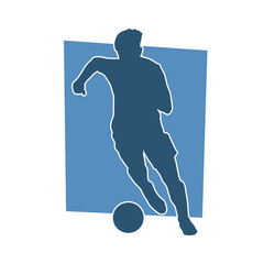 Silhouette of a muscular man playing ball. Silhouette of a male with an athletic body in action playing a ball.