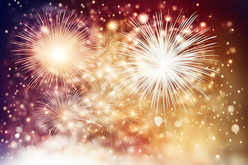 Fototapeta premium Firework background,Abstract Christmas and new year background with bokeh light background design concept