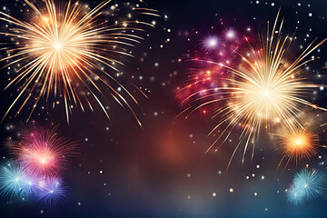 Fototapeta premium Firework background,Abstract Christmas and new year background with bokeh light background design concept