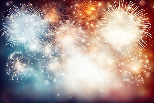 Firework background,Abstract Christmas and new year background with bokeh light background design concept