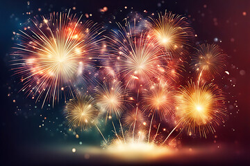 Fototapeta premium Firework background,Abstract Christmas and new year background with bokeh light background design concept