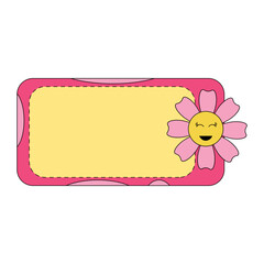 Retro flower nametag. Nametag label with retro flower illustration.