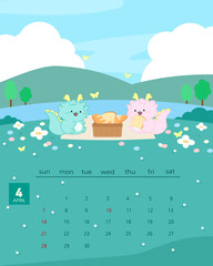 Fototapeta premium 2024 한국 달력 KOREA CALENDER