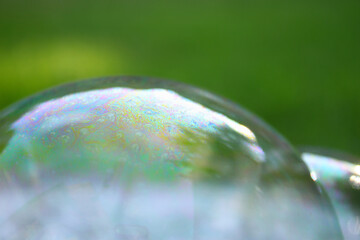 Close-up of soap bubble outside