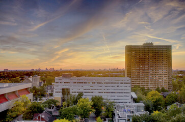 Sunset view facing Harbord Street in Toronto