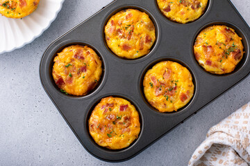 Egg muffins with bacon and cheddar, egg bites for breakfast