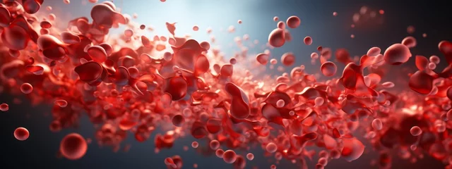 Foto op Plexiglas Blood cell red 3d background vein flow platelet wave cancer medicine artery abstract. Red cell hemoglobin blood donate anemia isolated plasma leukemia donor vascular system anatomy hemophilia vessels. © Максим Зайков