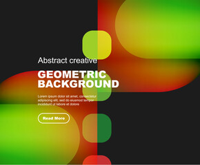 Round triangle and round square composition geometric background