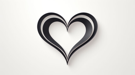Abstract paper heart design in a black and white color scheme, showcasing a minimalist and modern love concept.
