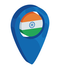 republic day india pin location with flag