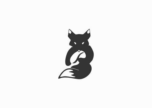 coffe fox logo flat template design