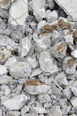 Piles of rubble after house demolition