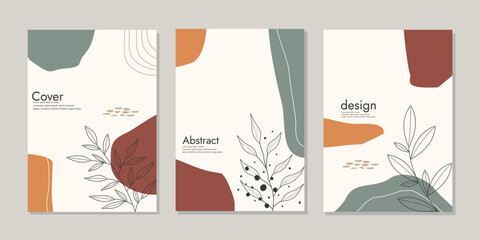aesthetic book cover set. Modern aesthetic illustrations. Bohemian style Collection of contemporary artistic. For notebooks, planners, brochures, books, catalogs, invitations. Vector illustration - obrazy, fototapety, plakaty