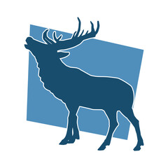 Silhouette of a wild deer forest animal with beautiful antlers. 