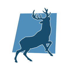 Silhouette of a wild deer forest animal with beautiful antlers. 