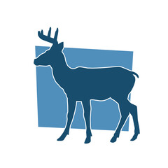 Silhouette of a wild deer forest animal with beautiful antlers. 