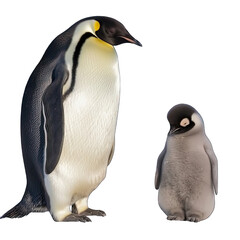 Fototapeta premium mom and baby penguin on transparent background