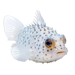 cartoon puffer fish on transparent background