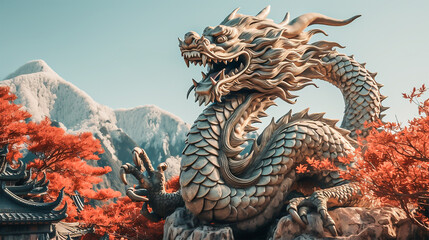 Fototapeta na wymiar 龍のイメージ - image of Chinese Dragon - No1-10 Generative AI