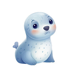 cartoon illustration of baby seal 