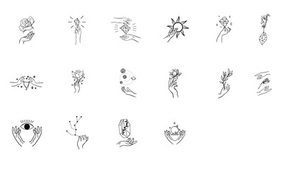 simple beauty logo collection with hand