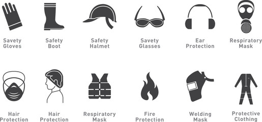 Set of Safety Equipment Icons