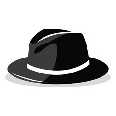 Vector black and white fedora hat illustration isolated on white