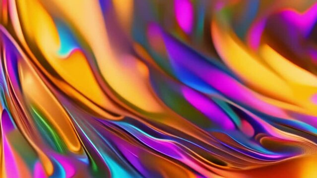 Abstract colorful background  metallic liquid reflecting vibrant surface looped 4k video