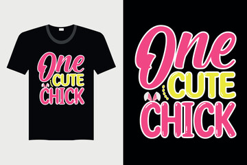 One Cute Chick - Easter T-shirt Design, Vector Graphic, Vintage, Typography, T-shirt Vector