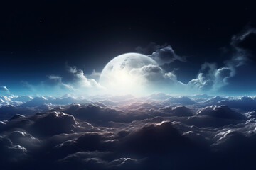 Naklejka na ściany i meble Beautiful moon in the sky. Generative AI