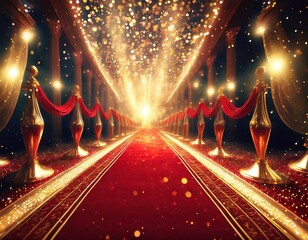 Spectacular Splendor: A Dazzling Night on the Luxury Red Carpet, Digital art.