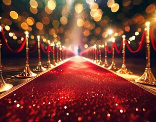 Spectacular Splendor: A Dazzling Night on the Luxury Red Carpet, Digital art.