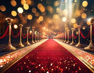 Spectacular Splendor: A Dazzling Night on the Luxury Red Carpet, Digital art.