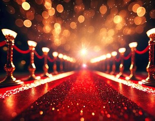 Spectacular Splendor: A Dazzling Night on the Luxury Red Carpet, Digital art.