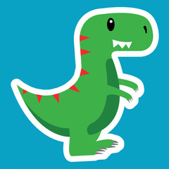 Green dinosaur isolated drawn illustrated green background