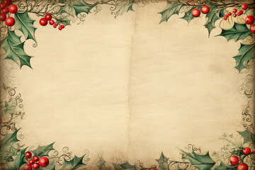 christmas card with poinsettia