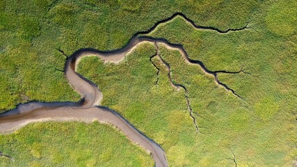 Aerial view, river and tributaries Afon Dwyryd, Wales, Great Britain