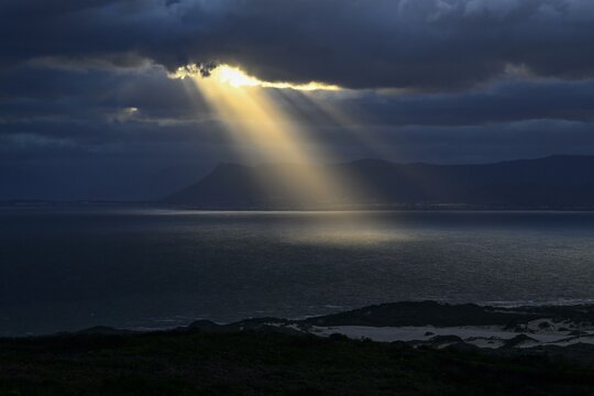 Sun and clouds, near Gansbaai, Western Cape Province, South Africa, Africa