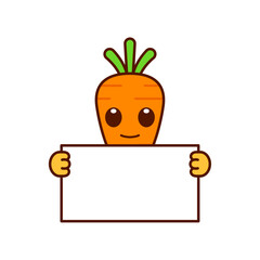 Cute Carrot Character Holding a Blank Sign