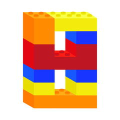 Eight built from colorful plastic building blocks. 8 from plastic constructor. Vector illustration. EPS 10.